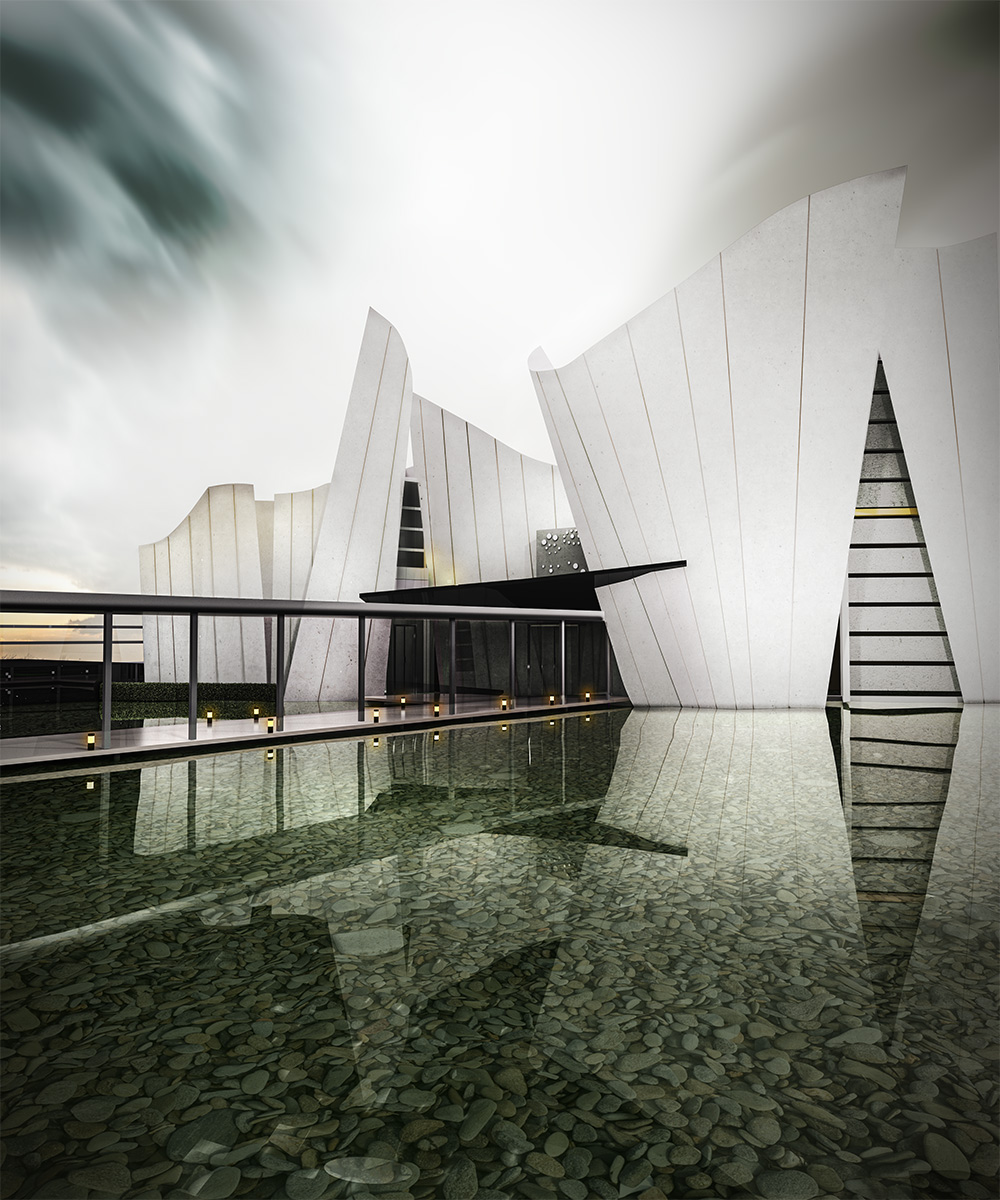 Museo del barroco render 3d esterno