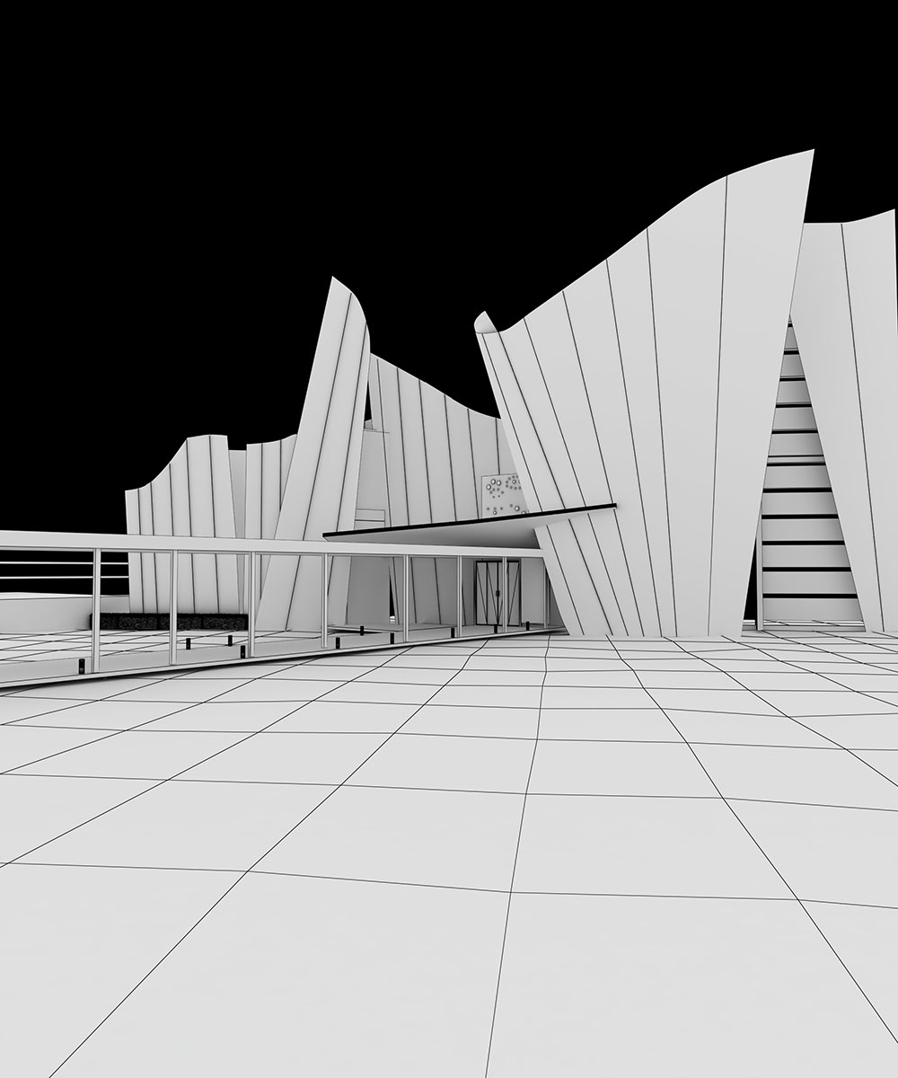 museo del barroco 3d render wireframe