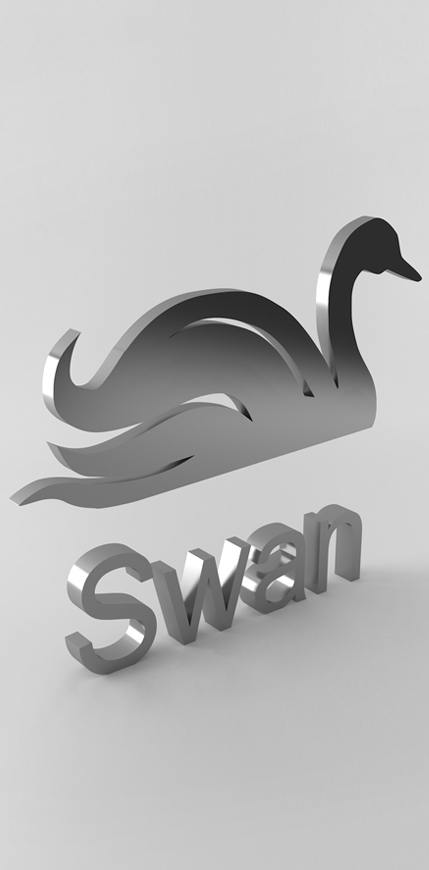 scritta con logo 3d cigno