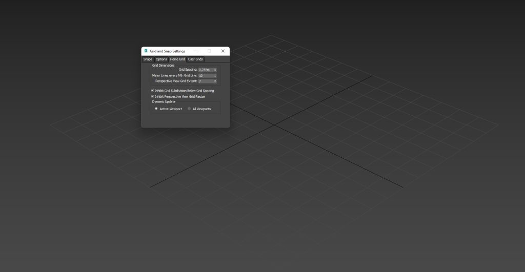 griglia e punto zero 3d studio max