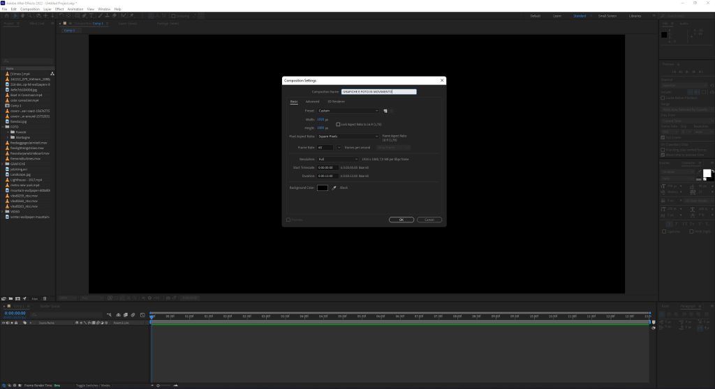 Creare una composizione in After Effects