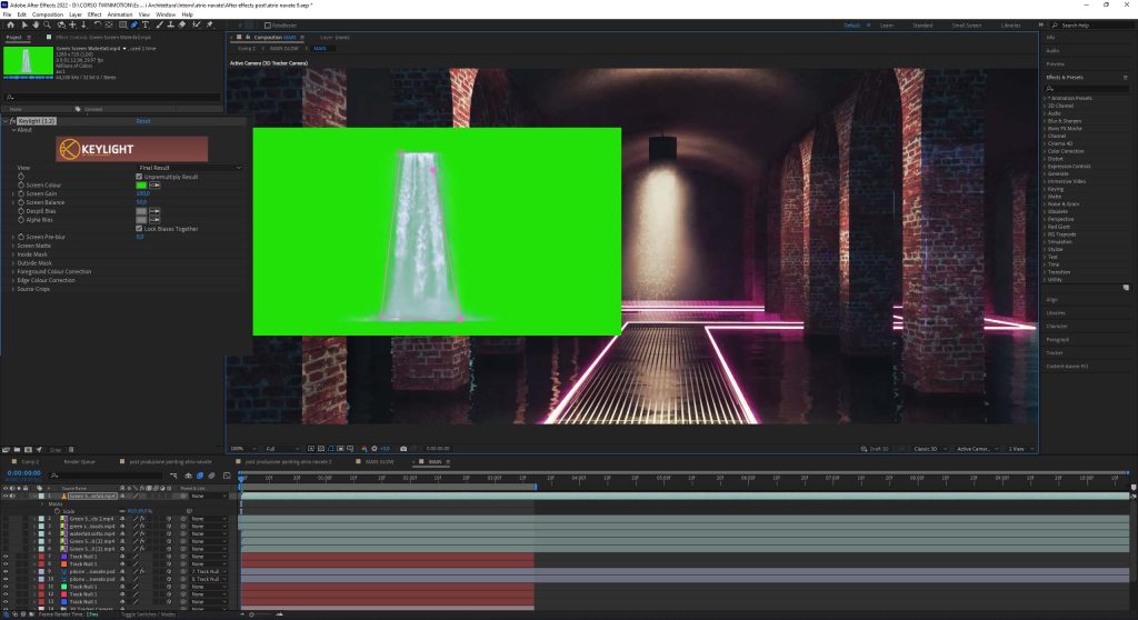 Green screen After Effects cascata