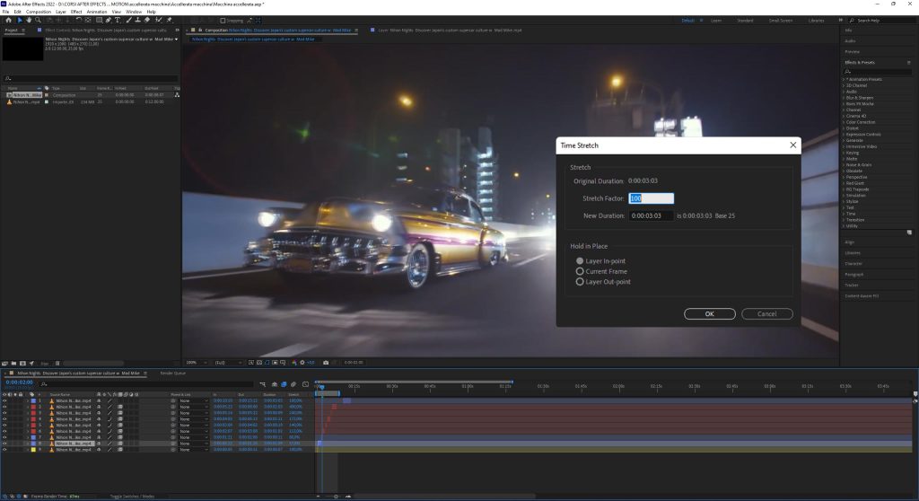 Velocizzare e rallentare i video in After Effects