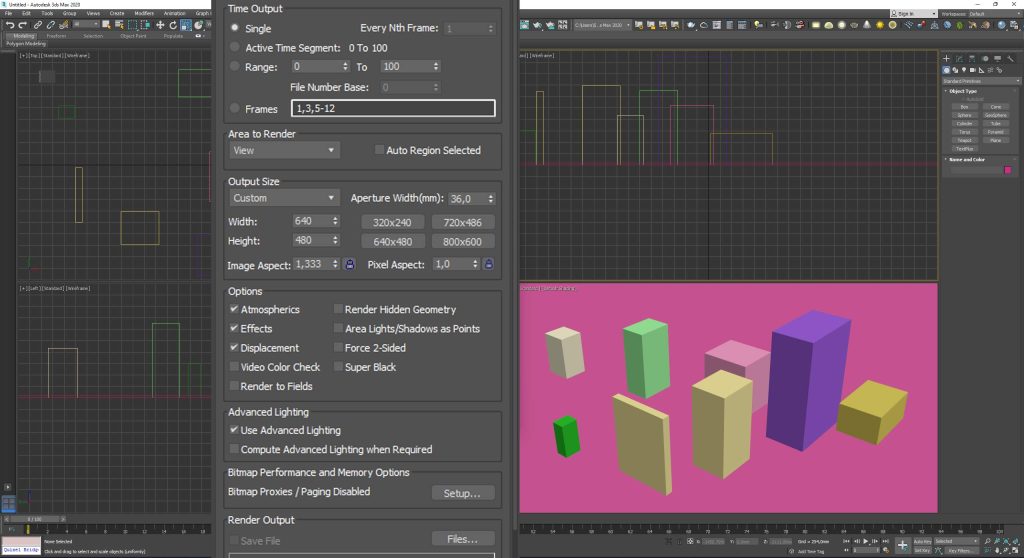 impostazioni di rendering 3D Studio Max