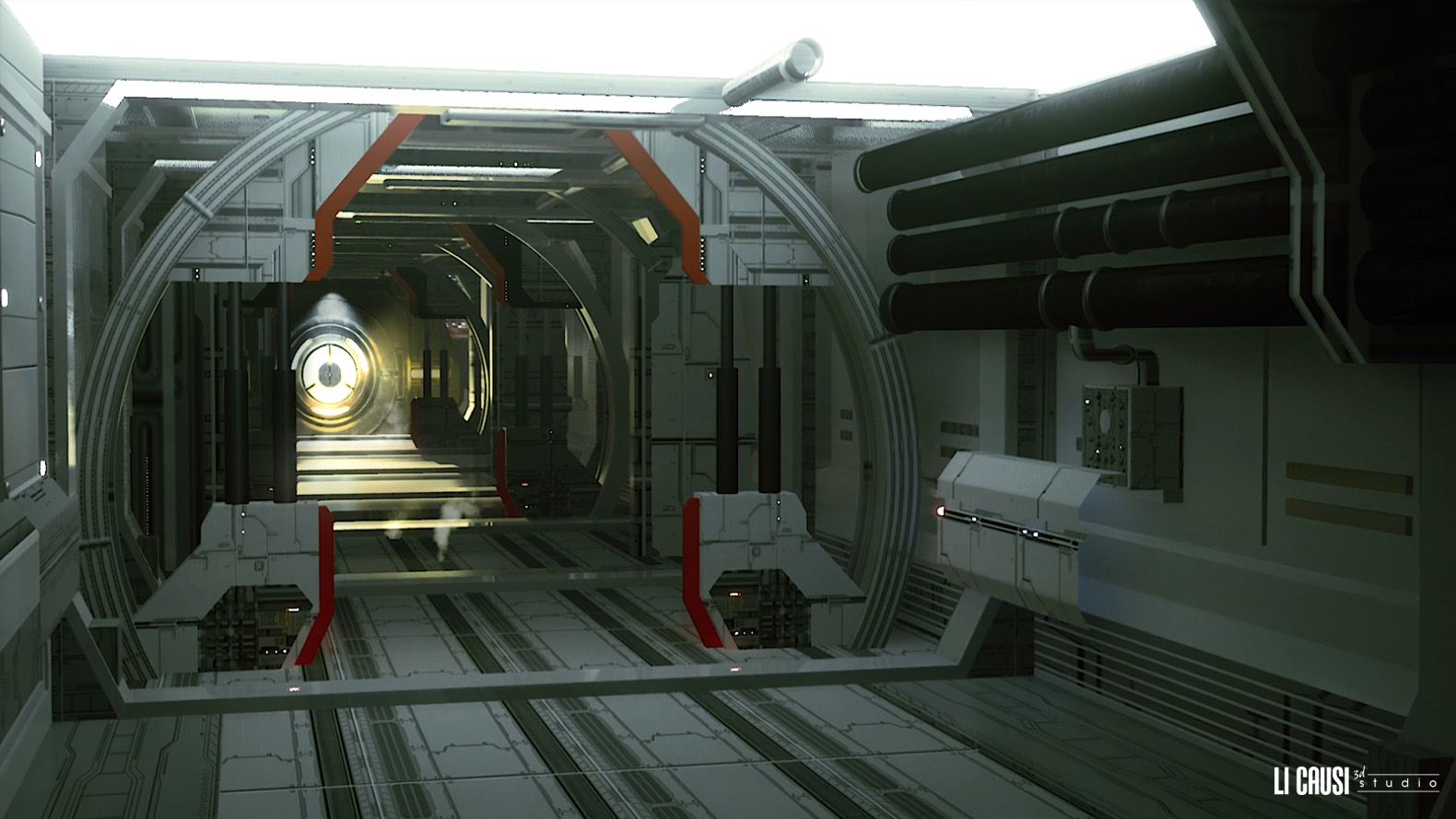 scenografia virtuale sci fi star trek 3D corridoio interno astronave
