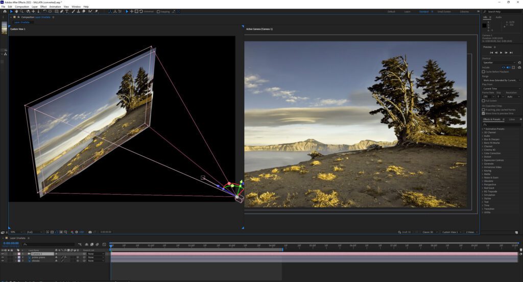 Camera con livelli 3D da una fotografia con After Effects