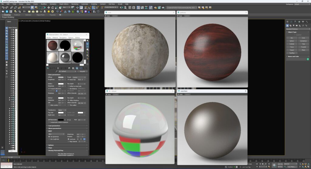 Il pannello materiali e delle texture di V Ray per 3D Studio Max