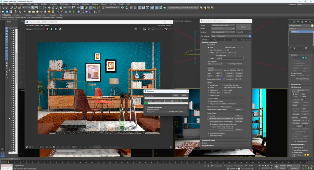 Rendering interno con complementi di arredo utilizzando V Ray e 3D Studio Max 1