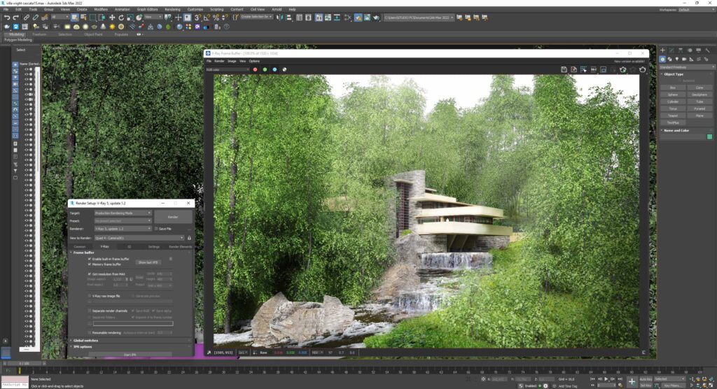 Vray frame buffer e render villa wright