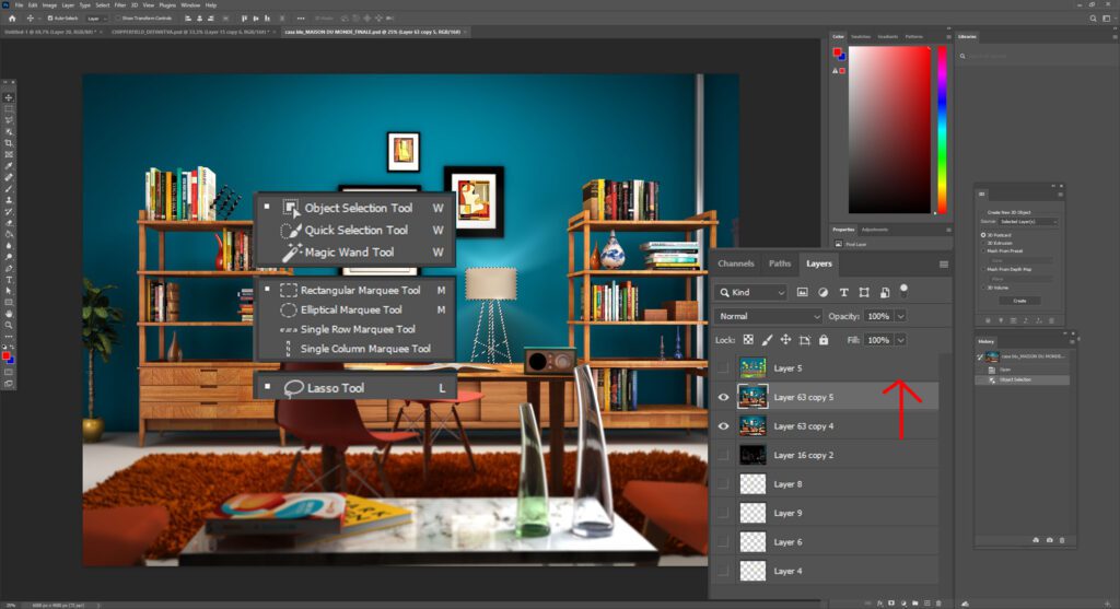 Le selezioni e i livelli di base in Photoshop per i rendering