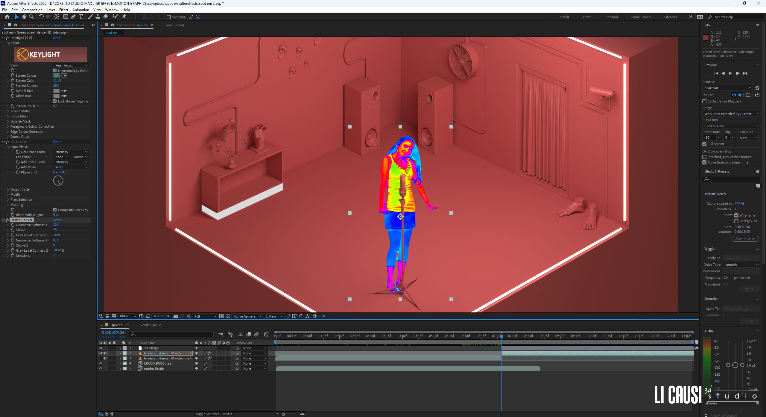 Post produzione su animazione 3D ragazza che balla per motion graphics 1