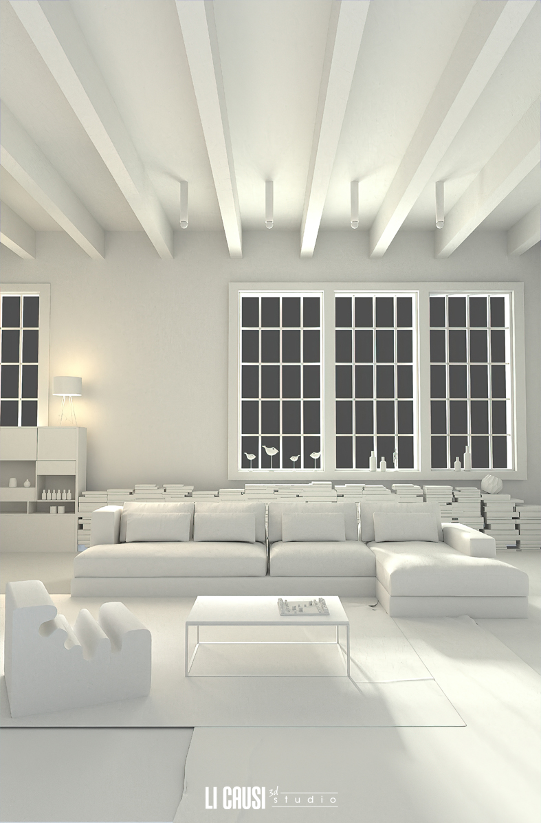 Render bianco interno appartamento con 3D Studio Max e V Ray 1
