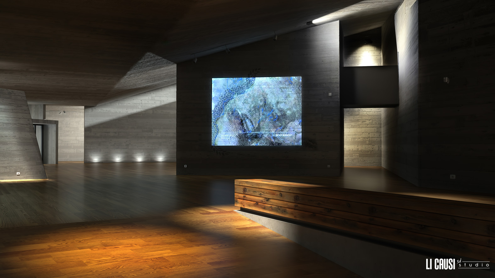 Render interno parco archeologico di Pavolov realizzato con 3D Studio Max e V Ray