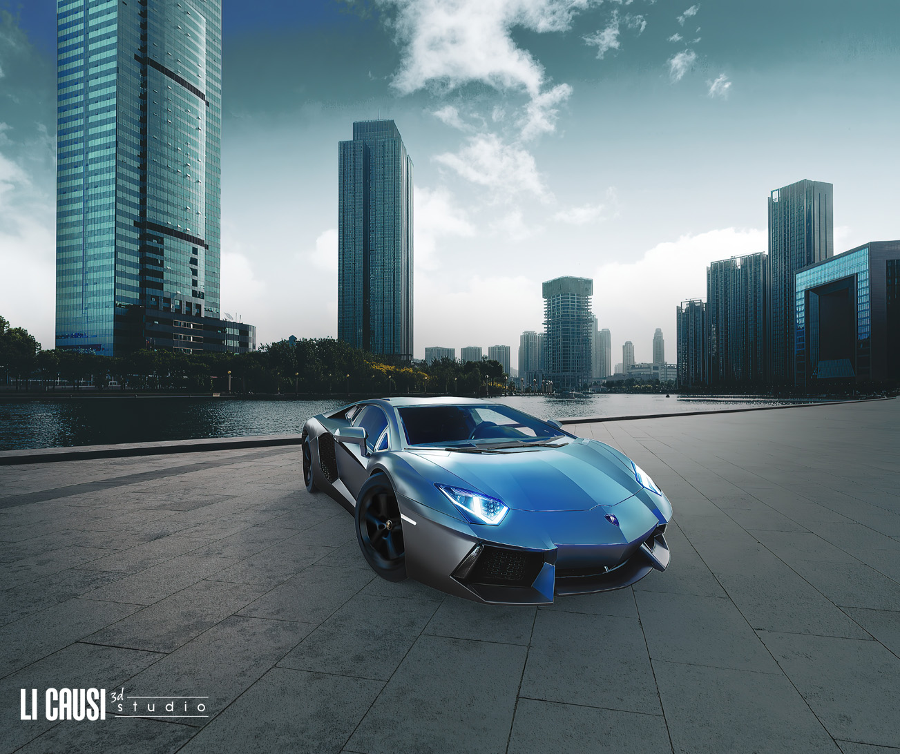 Modellazione 3D e rendering lamborghini Aventador automotive