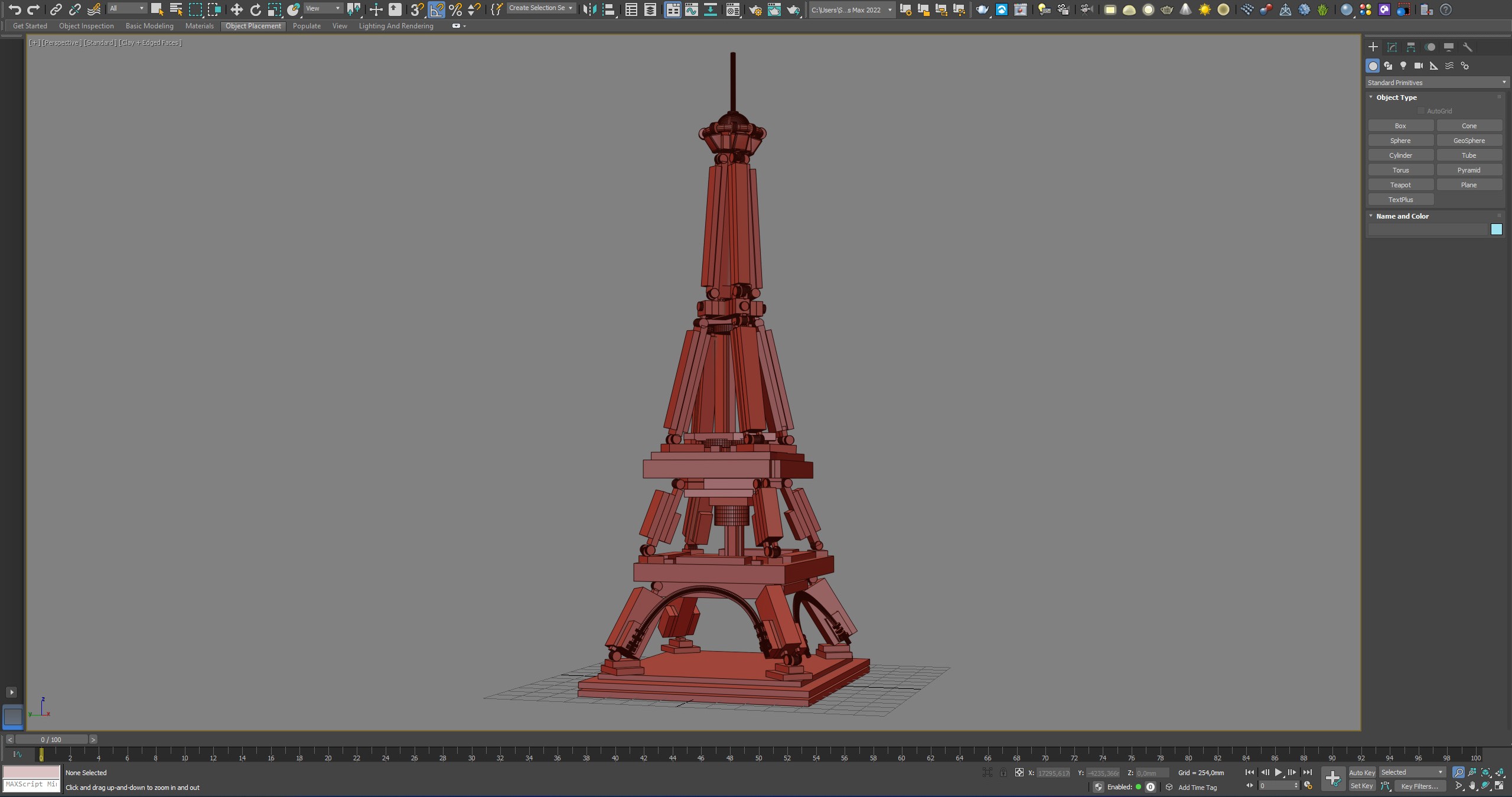 Forme 3D avanzate extended primitives modello 3D torre Eiffel lego con 3D Studio