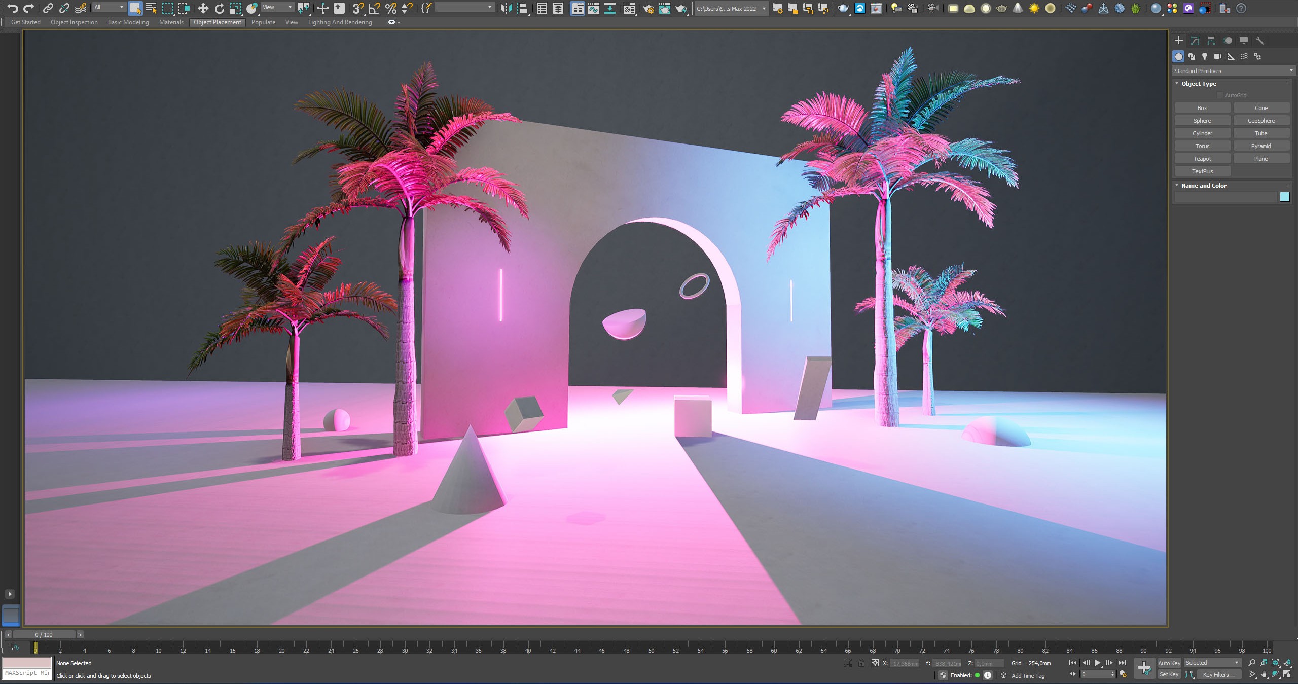 Forme 3D basiche per set di advertising 3D con 3D Studio