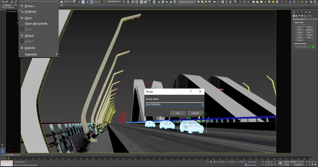 Gruppi e livelli 3D Studio Max animazione auto 1024x558 1