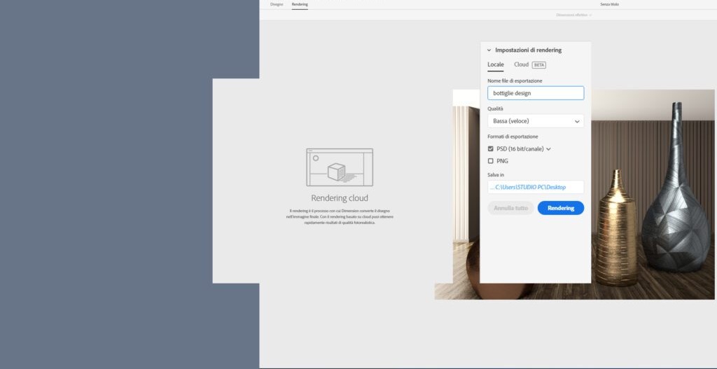 Impostazioni di rendering con Adobe Dimension 1024x558 1