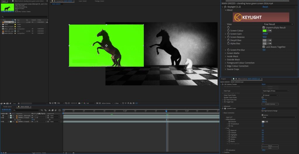 Keylight green screen cavallo After Effects 1024x557 1