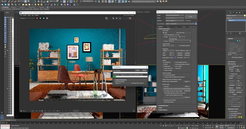 Rendering interno con complementi di arredo utilizzando V Ray e 3D Studio Max 1 1024x556 1