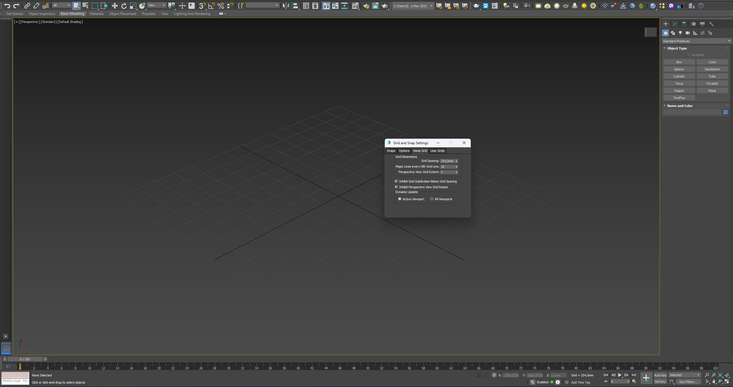 griglia e punto zero di 3D Studio Max 1